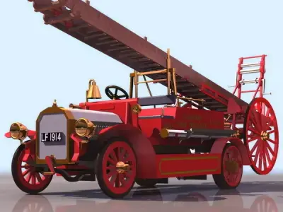 Turntable ladder truck 3D Model-24 Low-poly 3D model