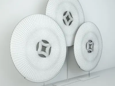 Blue and White Ceramic Disks 3 3D model