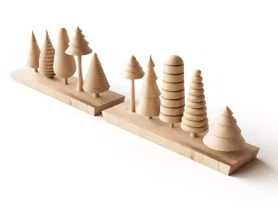 Wooden Tree Christmas Decoration 3D model