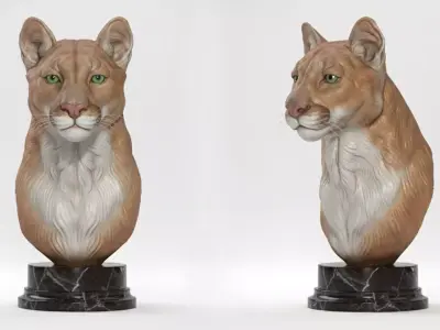 Puma cougar bust 3D print model