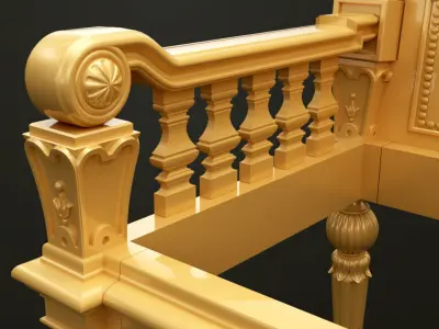 Classic Baroque Style Wooden Chair Base for CNC 3D model