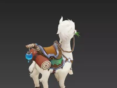 Horses that eat grass Low-poly 3D model