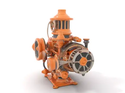 Steampunk Engine Model Pack Low-poly 3D model