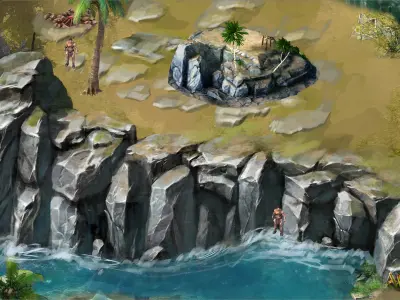 Stone Kazlog shallow bay - coast stones 01 3D model