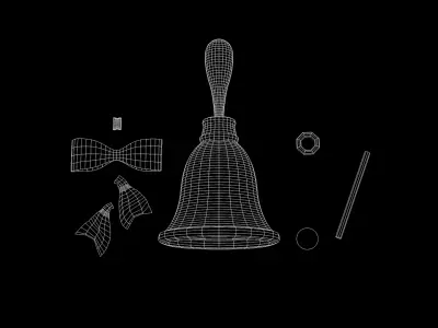 Hand Bells Red 3D Model 3D model