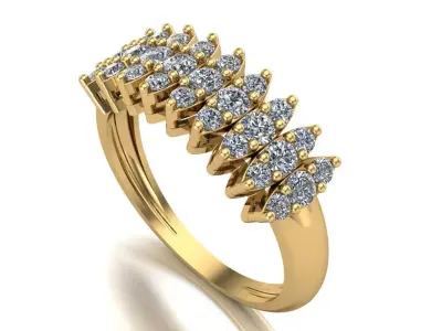 Half-Eternity Navette Diamond Ring 3D print model