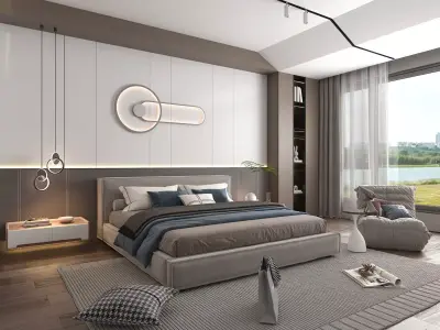Modern Bedroom Scene 16 3D model