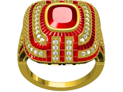 Unique Vintage Style Art Deco Ring 3D print model