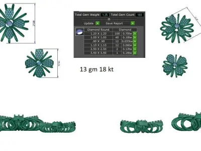 Women Earrings 3dm STL OBJ FBX Renders Details  3D print model