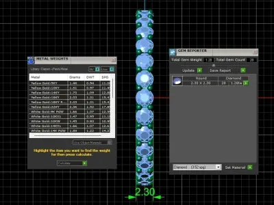 U Shaped Eternity Ring 2 point 3 mm stone size swiss 19 and EU59 3D print model