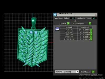 EMERALD WINGS DESIG PENDAANT 3D PRITANT MODEL  3D print model