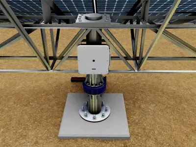Solar Tracker-2x4 Panel Layout-SOLAR-SIM V01-Mirror Supported Low-poly 3D model