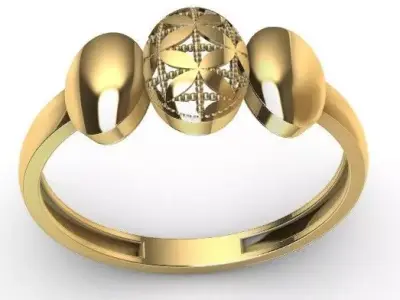 Geometric Harmony Ring  Sacred Symbol Design in Gold  Size 7 3D print model