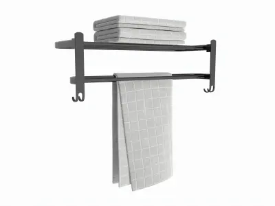 Bathroom Towel Rail Rack with Towels 3D model