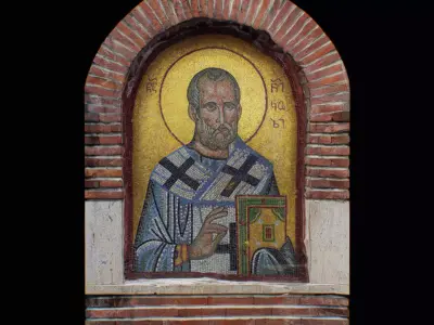 Mosaic Orthodox Icon Grandfather Priest Monk Cultural Art Low-poly 3D model