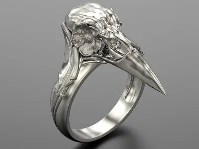 Skull crow ring 3D print model