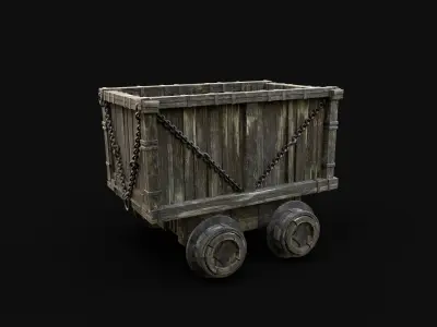 WAGON MINE QUARRY CAR CARGO COAL RAIL MINING TOOL Low-poly 3D model
