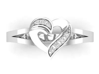 AV 682 Diamond Ladies Promise Heart Ring 3D print model
