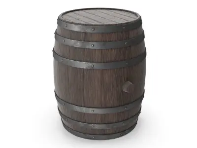 Wooden barrels set 3D model