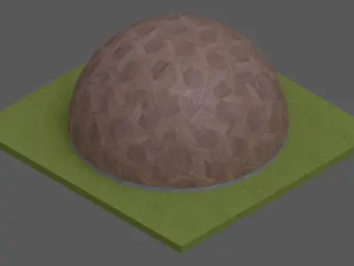 Dome -Wood Triangulated with entry opening and foundation Low-poly 3D model