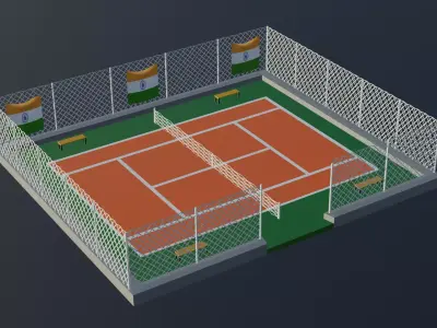 Tennis Court - India Low-poly 3D model