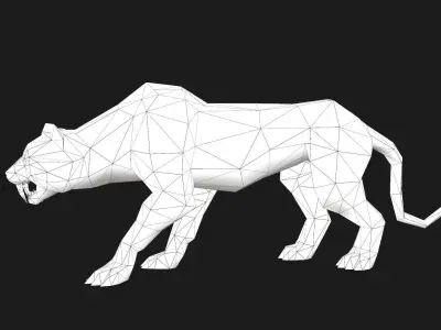 low-poly animated leopard Low-poly 3D model