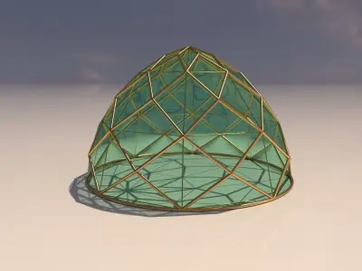 Pointed dome triangulated with glass enclosure 3D model