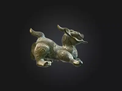 Ancient Dragon Sculpture Low-poly 3D model