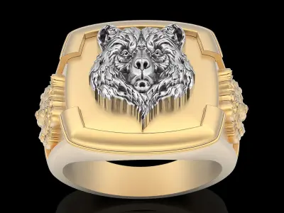 Bear Man Ring silver gold printable jewelry 3D print model
