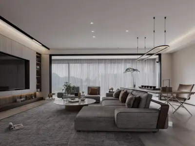 3D Model of Modern Living Room Furniture - Editable in 3ds Max 3D model