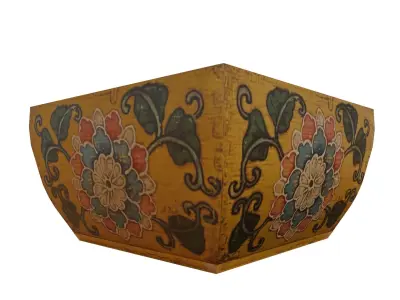 Low Poly Yellow Chinese Fruitbowl  Low-poly 3D model