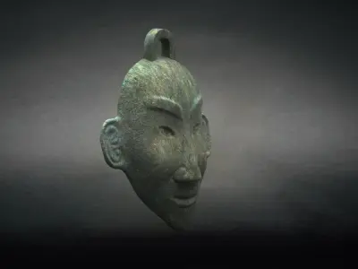 Sanxingdui   ritual mask Decorative African wall Mask 3D model