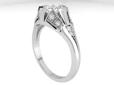 Round Diamond Milgrain Ring 3930 3D print model