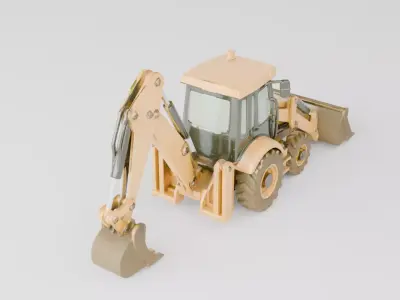 Backhoe Loader Construction Excavation Vehicle 3D model