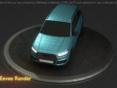City Car 59 SUV Type-B Blue Low-poly 3D model