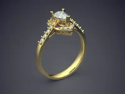 Luxury Ring With Diamonds On The Side CAD 4579 3D print model