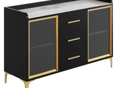 Modern Glass Door Wood Sideboard 3 3D model