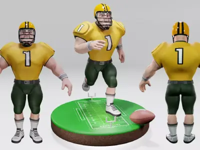 American Football Touchdown Character  02 Low-poly 3D model