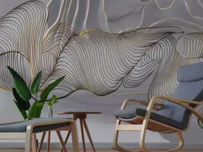Elegant 3D Metal Wave Mural Wallpaper Texture