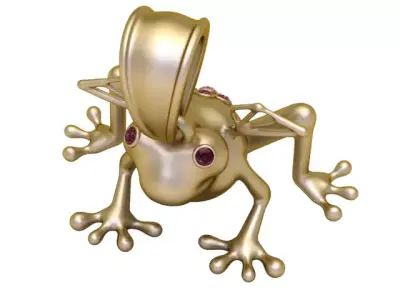 Luxury Realistic Frog Pendant with Gemstone Clusters 3D print model