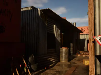 Village Of Corrugated Galvanized Iron Low-poly 3D model