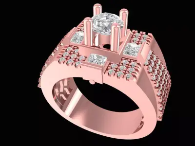 Luxury Multi Layer Square Diamond Ring for Men  2281 3D print model