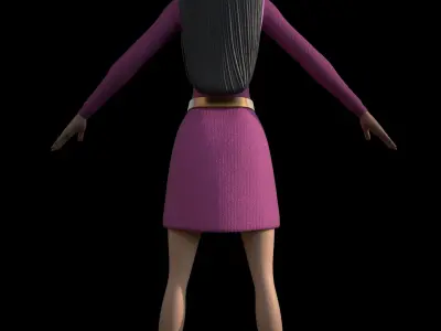 Stylized Low Poly Girl Character Game Ready 3D Model Low-poly 3D model