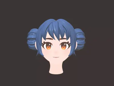 Double Buns Hair for girl 3D model