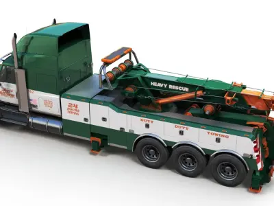 International LoneStar heavy wrecker truck Low-poly 3D model