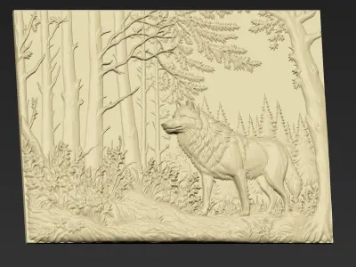 A Wolf in the Forest A116 3D print model