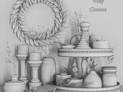 decorative set 61 Low-poly 3D model