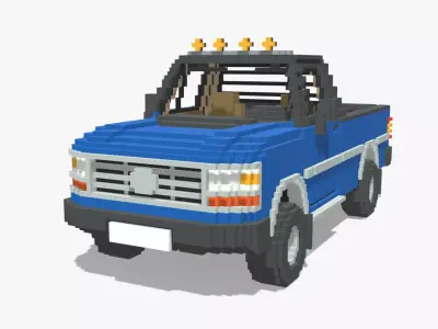 Voxel Pickup Single Cab Size 3 Low-poly 3D model