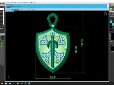 Luxury Shield Cross Pendant Jewelry Design  3352 3D print model