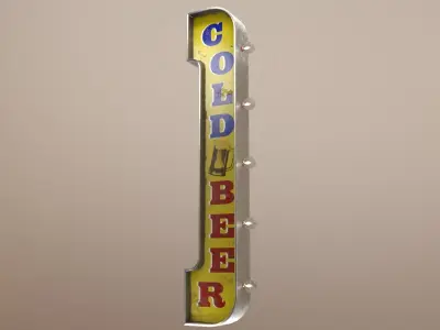 The COLD BEER sign Low-poly 3D model